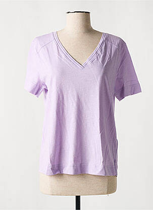 T-shirt col v manches courtes violet ESPRIT femme