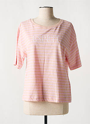 T-shirt coupe droite manches courtes rose ESPRIT femme