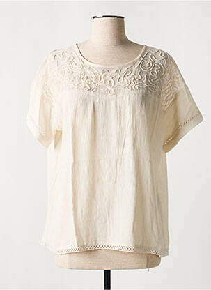 Blouse légère et transparente manches courtes beige VILA femme