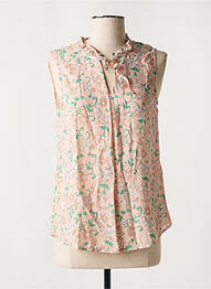 Blouse imprimé fleurs sans manche orange C'EST BEAU LA VIE femme