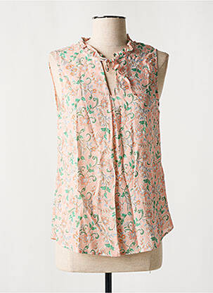 Blouse imprimé fleurs sans manche orange C'EST BEAU LA VIE femme
