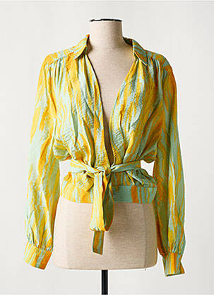 Chemisier tissage crêpe manches longues jaune ESPRIT femme
