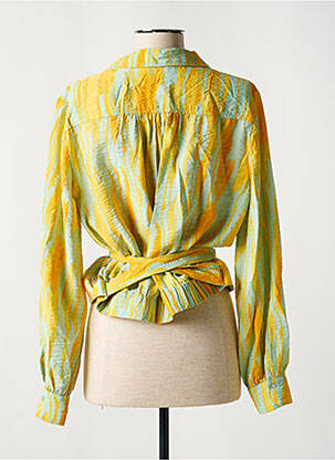 Chemisier tissage crêpe manches longues jaune ESPRIT femme