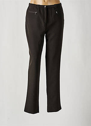Pantalon droit fermeture zippée sous rabat boutonné noir FRANCE RIVOIRE femme