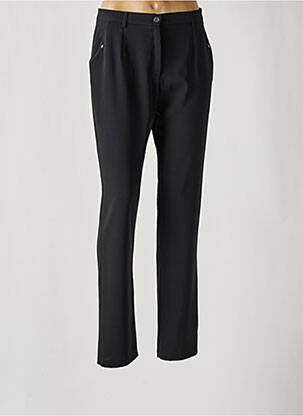 Pantalon droit fermeture zippée sous rabat boutonné noir CHRISTINE LAURE femme