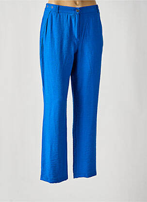 Pantalon droit fermeture zippée sous rabat boutonné bleu CHRISTINE LAURE femme