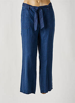 Pantalon droit fermeture zippée sous rabat boutonné bleu ANNA MONTANA femme