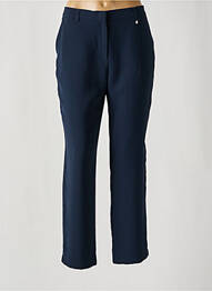 Pantalon droit fermeture zippée sous rabat avec crochet bleu CHRISTINE LAURE femme