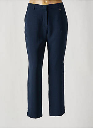 Pantalon droit fermeture zippée sous rabat avec crochet bleu CHRISTINE LAURE femme