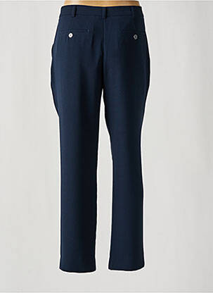 Pantalon droit fermeture zippée sous rabat avec crochet bleu CHRISTINE LAURE femme