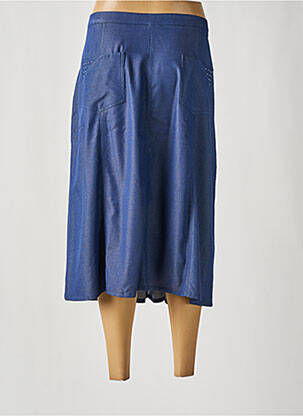 Jupe mi-longue coupe droite bleu GUY DUBOUIS femme