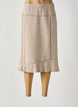 Jupe mi-longue coupe droite beige FRANCE RIVOIRE femme