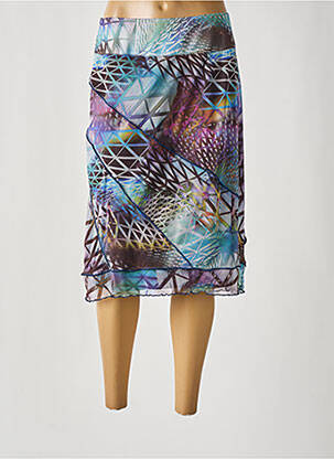 Jupe mi-longue fermeture zippée au dos bleu FRANCE RIVOIRE femme
