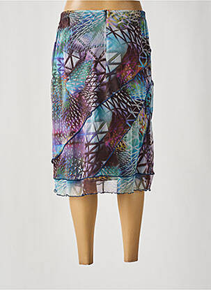 Jupe mi-longue fermeture zippée au dos bleu FRANCE RIVOIRE femme