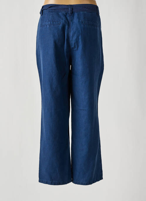 Pantalon droit fermeture zippée sous rabat boutonné bleu ANNA MONTANA femme