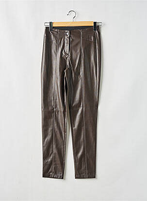 Pantalon slim taille élastique marron ANNA MONTANA femme