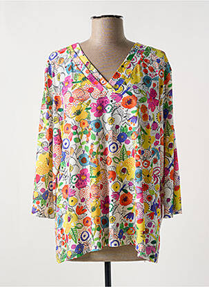 Blouse imprimé fleurs manches 3/4 jaune JOY femme