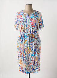 Robe mi-longue imprimé fleurs manches courtes bleu THOMAS RABE femme
