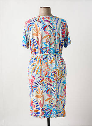 Robe mi-longue imprimé fleurs manches courtes bleu THOMAS RABE femme