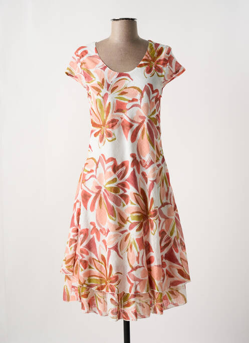 Robe mi-longue orange CHRISTINE LAURE pour femme