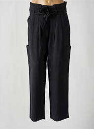 Pantalon droit fermeture zippée sous rabat avec crochet noir VILA femme