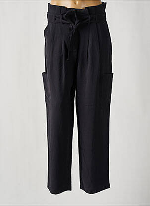Pantalon droit fermeture zippée sous rabat avec crochet noir VILA femme