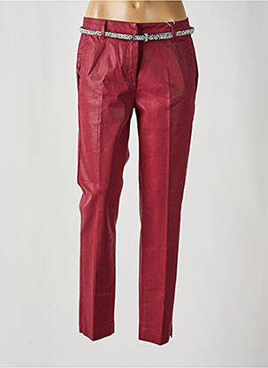 Pantalon chino fermeture zippée sous rabat boutonné taille normale rouge C'EST BEAU LA VIE femme