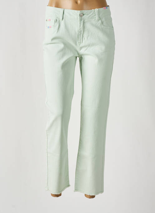 Jeans coupe droite vert C'EST BEAU LA VIE pour femme
