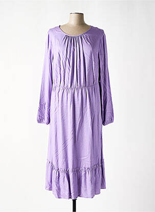 Robe mi-longue coupe fluide manches longues violet SHEEGO femme
