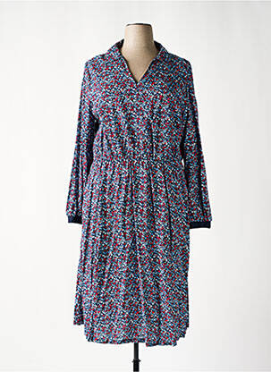 Robe mi-longue imprimé fleurs manches longues bleu SHEEGO femme