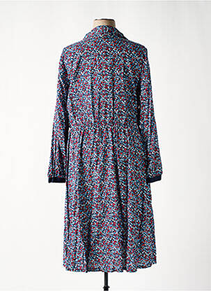 Robe mi-longue imprimé fleurs manches longues bleu SHEEGO femme