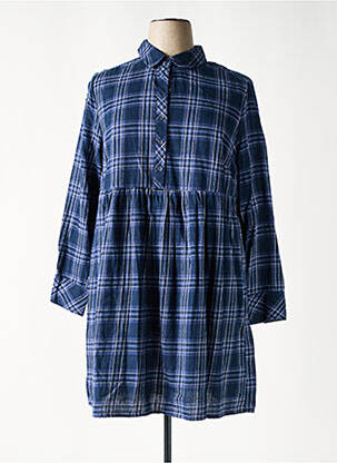 Robe courte coupe évasée manches longues bleu SHEEGO femme