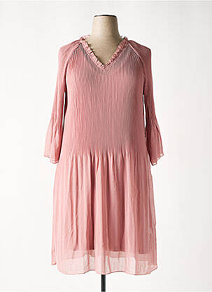 Robe mi-longue manches 3/4 manches 3/4 rose SHEEGO femme