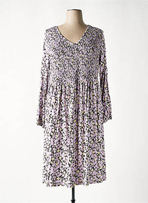 Robe mi-longue imprimé fleurs manches longues violet SHEEGO femme