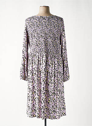 Robe mi-longue imprimé fleurs manches longues violet SHEEGO femme