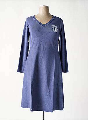 Robe pull col v manches longues bleu SHEEGO femme