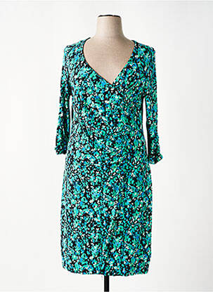 Robe mi-longue imprimé fantaisie manches longues vert SHEEGO femme