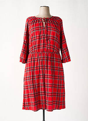 Robe mi-longue manches 3/4 manches 3/4 rouge SHEEGO femme