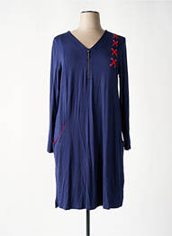 Robe mi-longue manches longues manches longues bleu SHEEGO femme