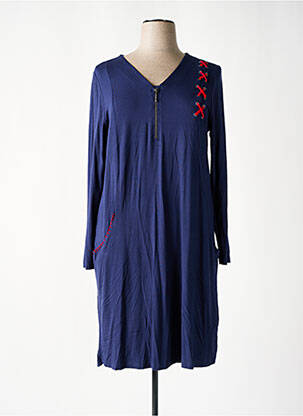 Robe mi-longue manches longues manches longues bleu SHEEGO femme