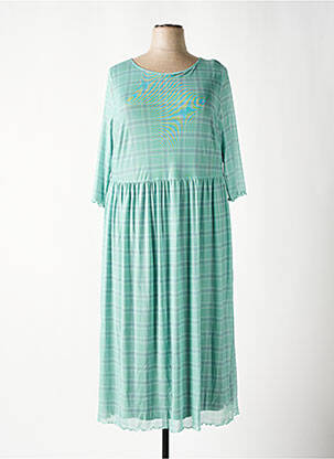 Robe longue coupe fluide manches 3/4 vert SHEEGO femme