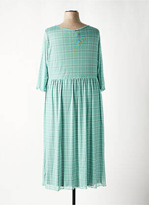 Robe longue coupe fluide manches 3/4 vert SHEEGO femme