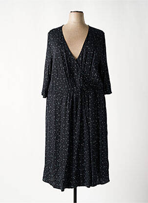 Robe longue imprimé fantaisie manches 3/4 noir SHEEGO femme