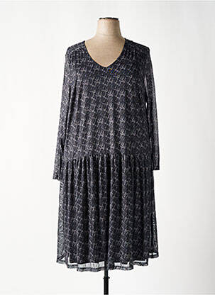 Robe mi-longue coupe fluide manches longues gris SHEEGO femme