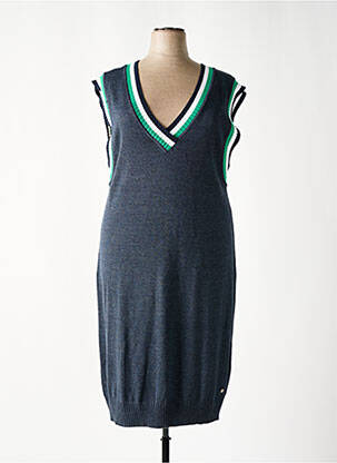 Robe pull col v sans manche bleu SHEEGO femme