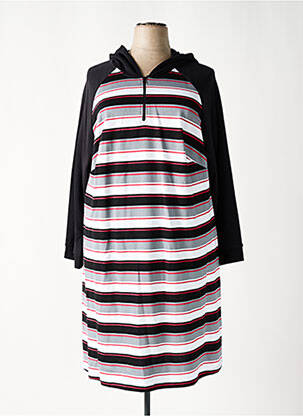 Robe mi-longue manches longues manches longues noir SHEEGO femme