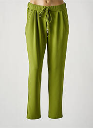 Pantalon droit tissage crêpe taille normale vert EGO femme