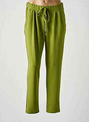 Pantalon droit tissage crêpe taille normale vert EGO femme