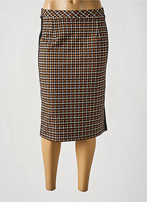 Jupe mi-longue coupe droite marron GUY DUBOUIS femme