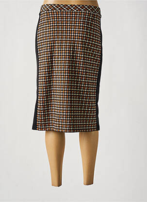 Jupe mi-longue coupe droite marron GUY DUBOUIS femme